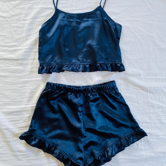 Navy Satin Sleepwear Set - Picture 2 of 6